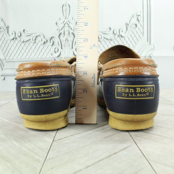 LL Bean Blue Rubber Gumshoes Moccasin Low Ankle Boots Size 9 Wide - Picture 6 of 10